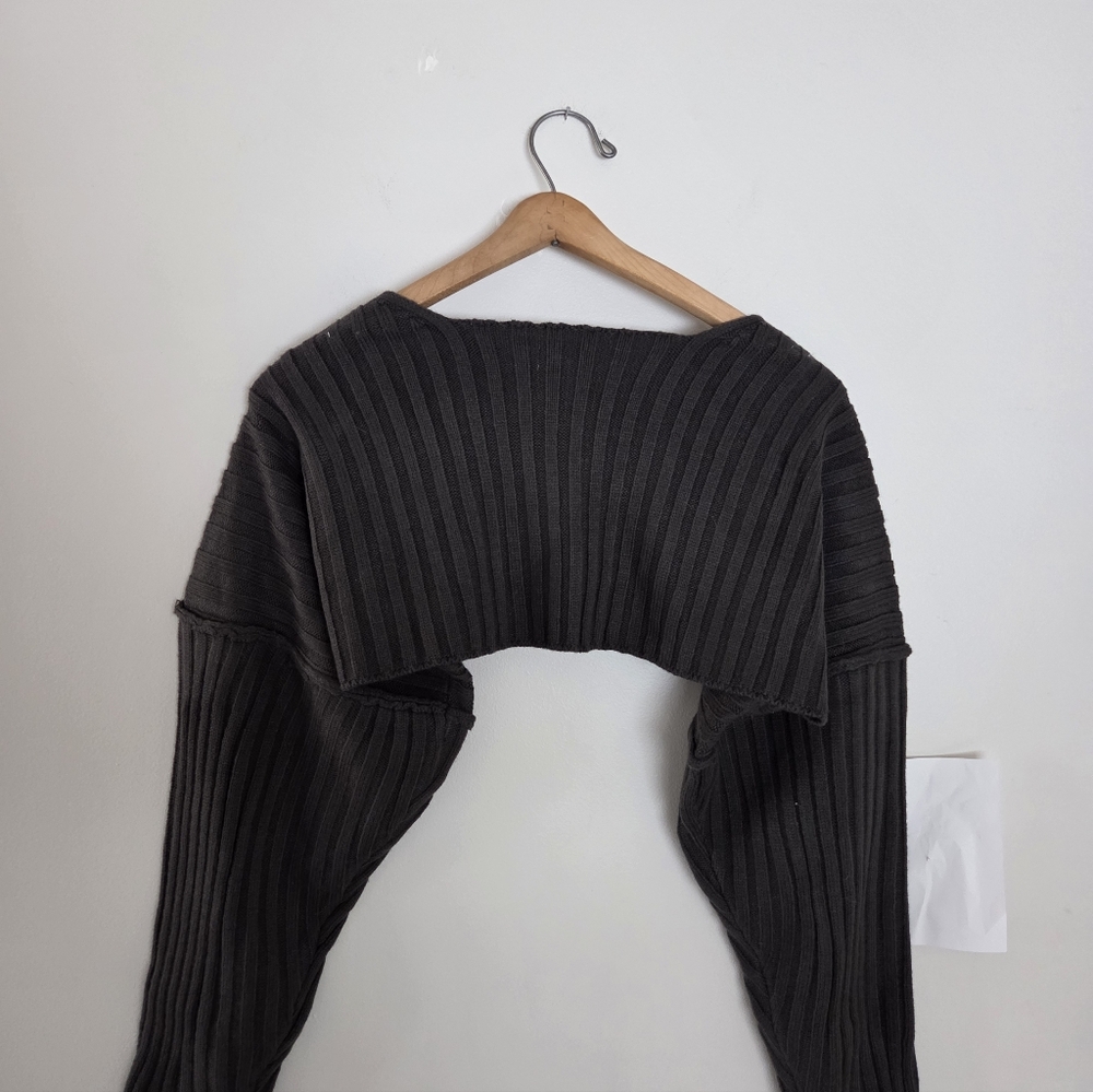 POL Grey Ribbed Knit Shrug Bolero Cardigan Sz S NWOT